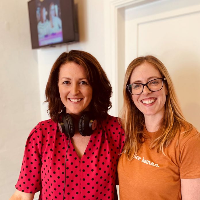 two women doing a podcast