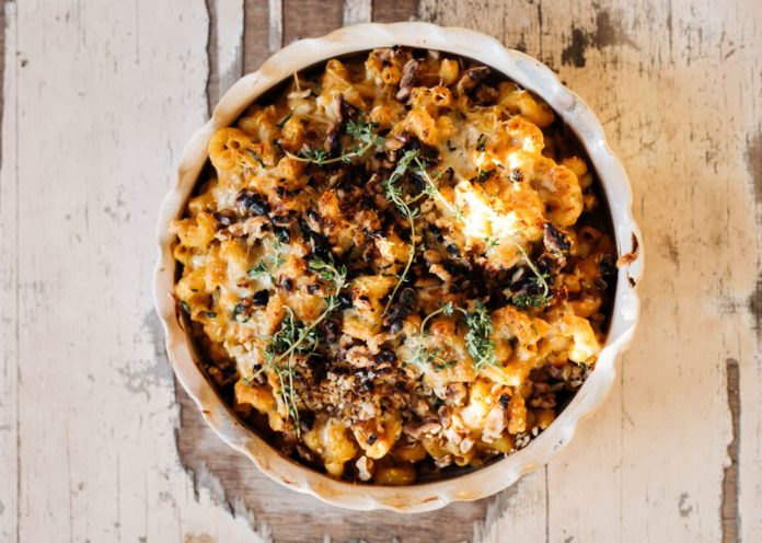 Roasted-pumpkin-mac-‘n’-cheese-with-walnuts-and-sage