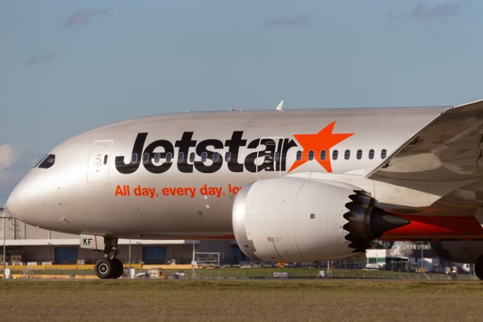 Jetstar airways Boeing 787-8 Dreamliner aircraft on the runway at Melbourne International Airport.
