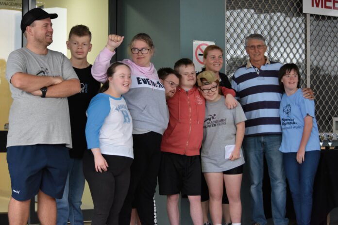 Trophy recipients in Macquarie Hunter Athletics Club’s Athletes with a Disability program.