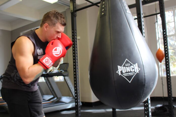 Nathan Zajac trains at Balance Collective in Hunter Street ahead of the amateur fight.