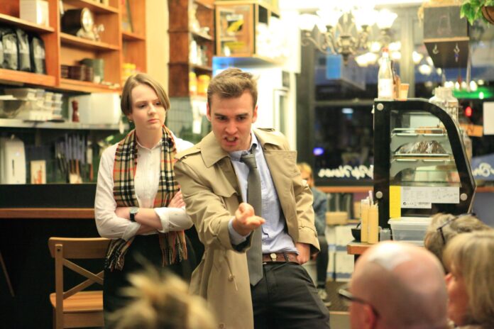 Lucy Scott and Lachlan Fairhall perform at The Press Book House.