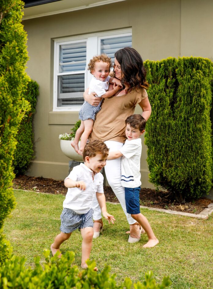 mother with her three kids