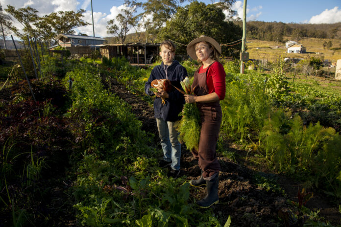 Shepherds Ground Founder Lucie Bruvel with her 14-year old son Angelo.