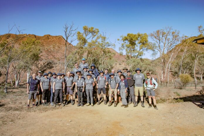 group of people on hiking trek