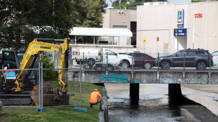 work underway on a bridge
