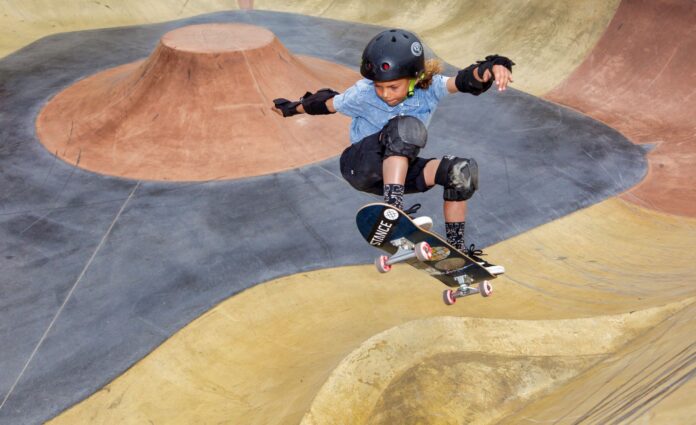 young boy skateboarding