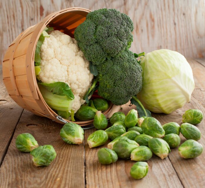 cauliflower, brocolli, brussel sprouts and cabbage
