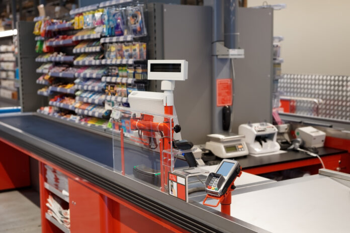 Checkout terminal in a supermarket