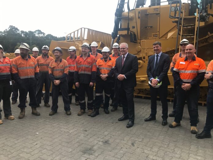 Prime Minister Scott Morrison meets workers at Westrac Tomago