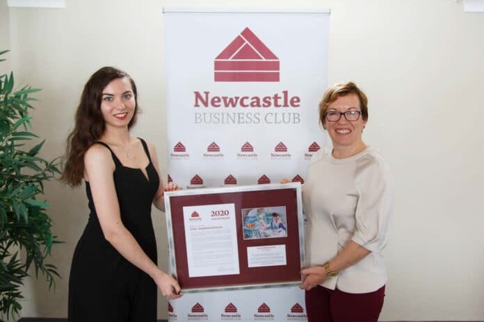 Irini Kassas with Newcastle Business Club President Clare Ferguson