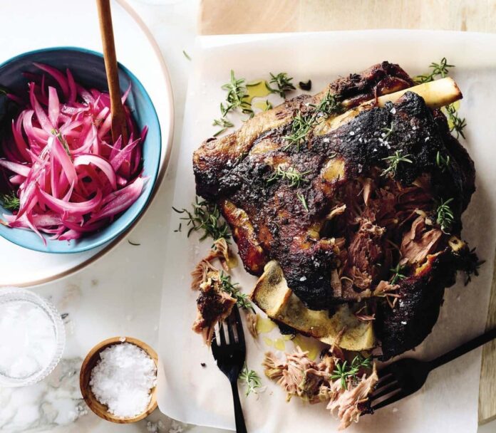 lamb on a table with onion