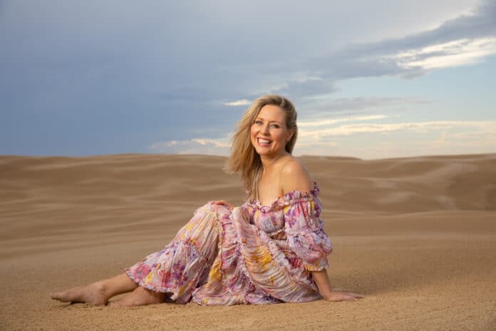 Charli Robinson at the sand dunes in Anna Bay.