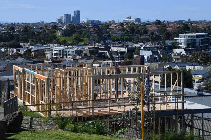 General view of a residential construction site in a major Australian city