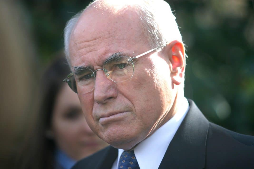Then prime minister John Howard speaks at a press conference in 2005