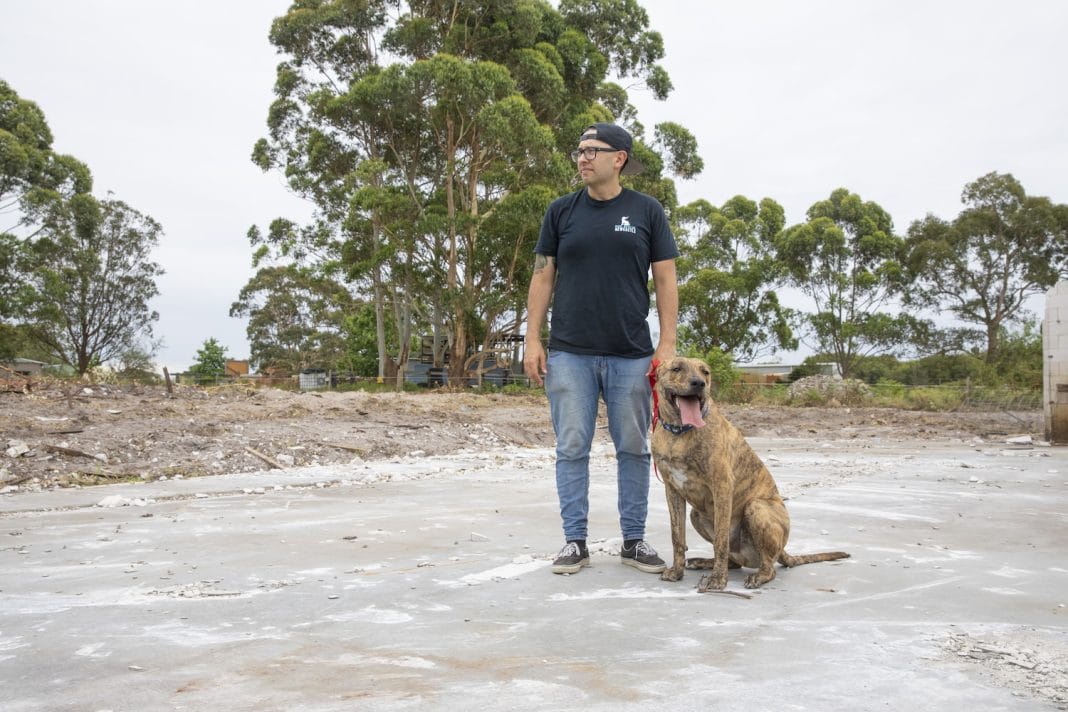 Jesse with Dex at the Fullerton Cove site